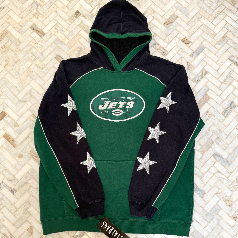 NEW YORK JETS, Crystal Embellished Women's Hoodie  *ONE OF A KIND*